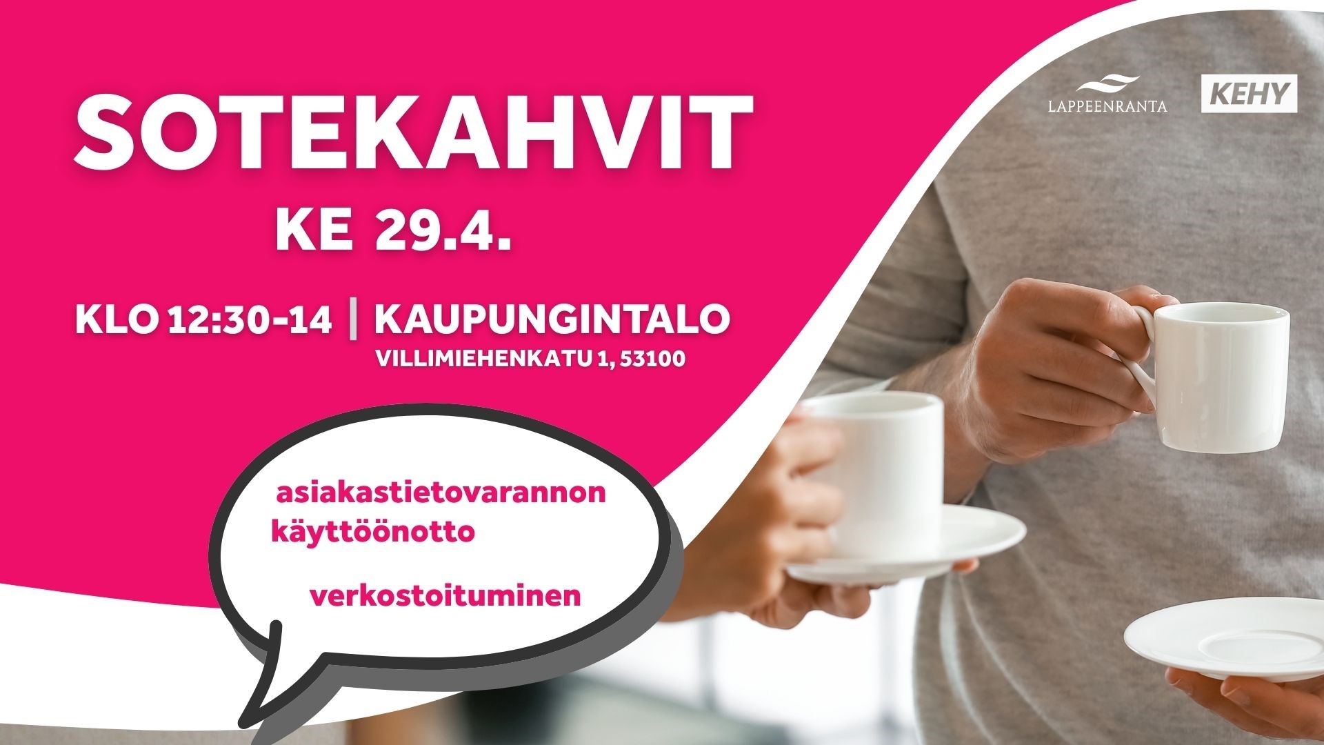 Sotekahvien 29.4.2026 -juliste.